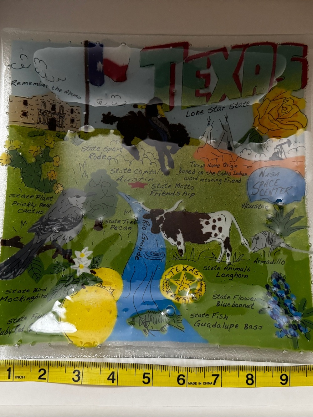 Peggy Karr Glass Art FeaturingTexas Colorful State Icon Handmade - Picture 4 of 5